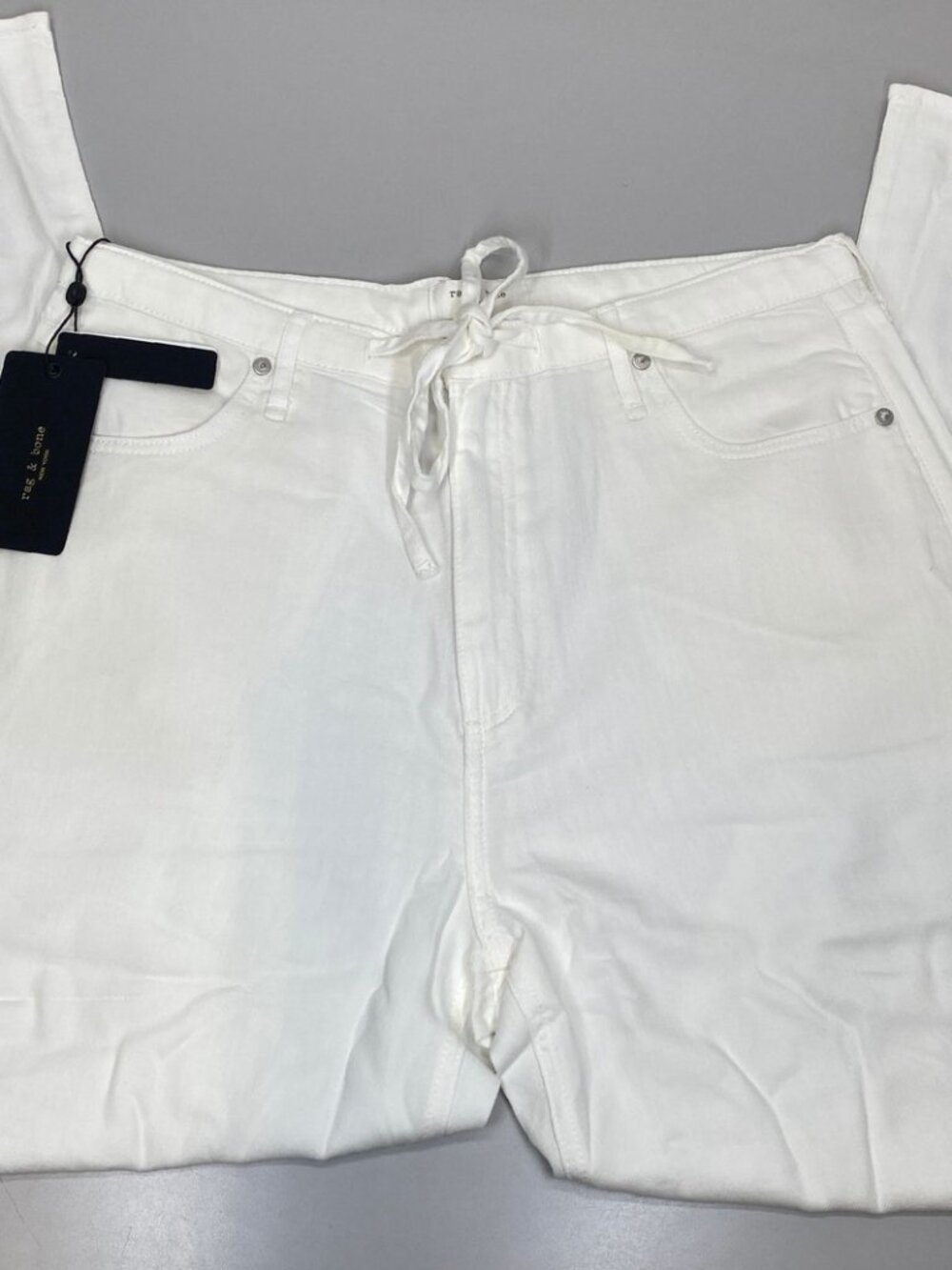 Rag & Bone Womens Denim Beach Pants White Eyelet Size L Phoebe Laid-Back Fit